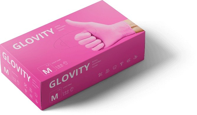 Нитриловые перчатки Glovity Розовые, размер XS, 100 шт без пудры