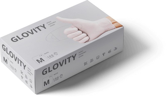 Нитриловые перчатки Glovity Белые, размер XS, 100 шт без пудры